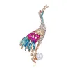 Grue en cristal avec perle - broche