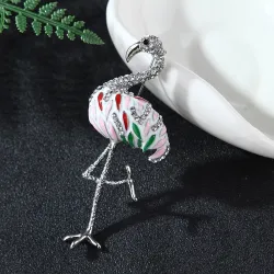 Broche grue en cristal