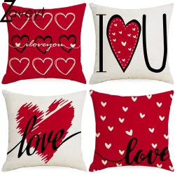 Housse de coussin rouge/blanc - motifs Saint Valentin - 45cm * 45cm