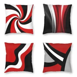 Housse de coussin rouge/noir/blanc - 45 cm * 45 cm