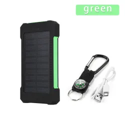 Batterie externe solaire - double USB - étanche - avec porte-clés boussole - LED - 30000mAh