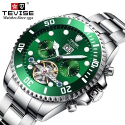 TEVISE - elegant automatic watch - stainless steel - waterproof - silver / greenWatches