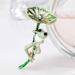 Broche avec lotus / grenouille