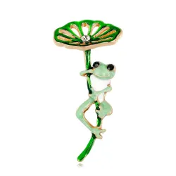 Broche avec lotus / grenouille