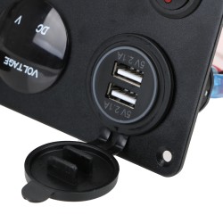 Panneau d'interrupteur à bascule - Voltmètre numérique étanche - pour voiture - bateau - camion - 12V - USB - LED