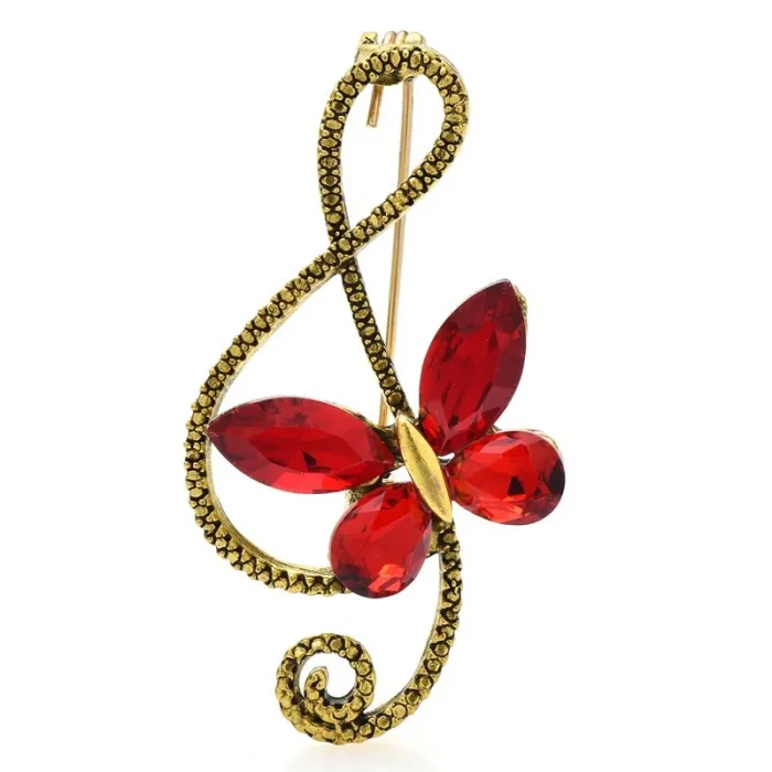 Note de musique avec papillon - broche
