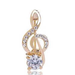 Broche note de musique en cristal
