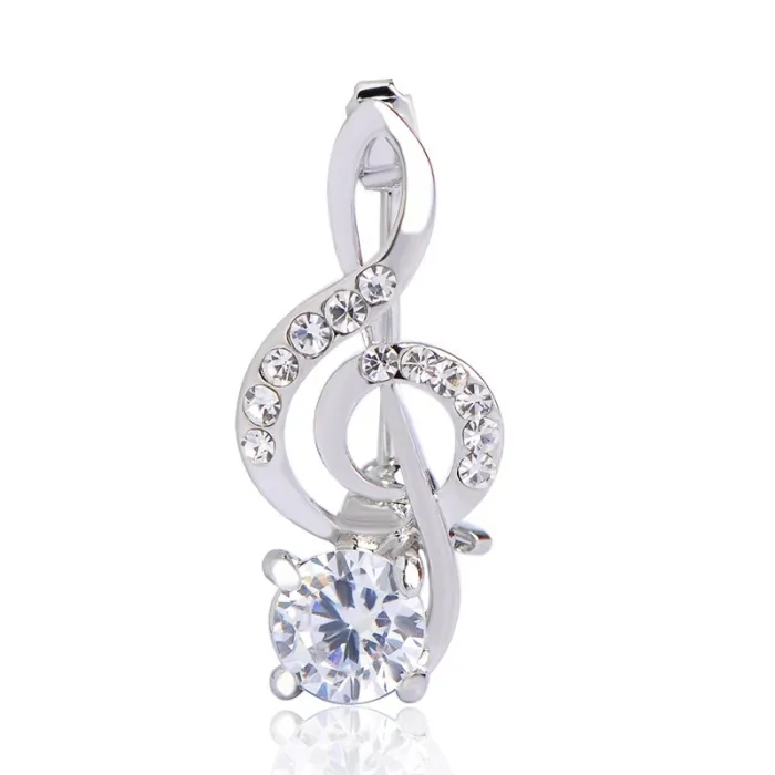 Broche note de musique en cristal