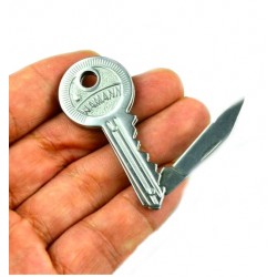 Couteau pliant en forme de clé - avec porte-clés - acier inoxydable