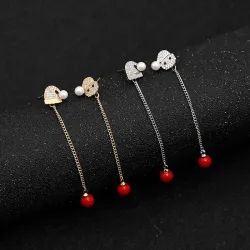 Long Christmas earrings - with crystals - snowman / hat / pearlEarrings