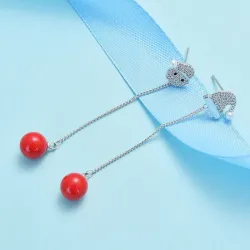 Boucles d'oreilles longues de Noël - avec cristaux - bonhomme de neige / chapeau / perle