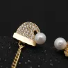 Boucles d'oreilles longues de Noël - avec cristaux - bonhomme de neige / chapeau / perle