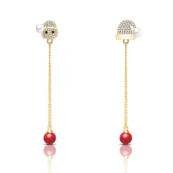 Long Christmas earrings - with crystals - snowman / hat / pearlEarrings