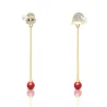 Boucles d'oreilles longues de Noël - avec cristaux - bonhomme de neige / chapeau / perle