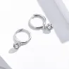 Boucles d'oreilles créoles avec cristal blanc rond - argent sterling 925