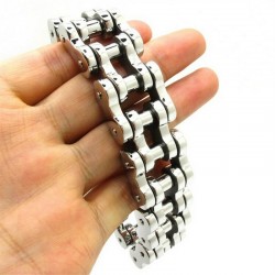 Bracelet pour homme en acier inoxydable - motif chaîne de moto - 22 mm