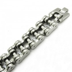 Bracelet pour homme en acier inoxydable - motif chaîne de moto - 22 mm
