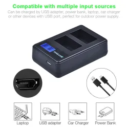 Batterie pour appareil photo 2000mAh NP-FW50 NP FW50 - Double chargeur LCD USB - pour Sony Alpha a6500 a6300 a6000 - 2 pièces