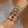 Bracelet double rang - perles pierres naturelles / coeur - ajustable