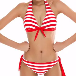 Ensemble de bikini rayé sexy