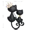 Chat mère et fille - couronne de cristal - broche
