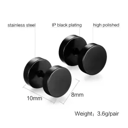 Haltère rond - boucles d'oreilles en acier inoxydable