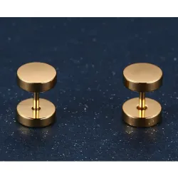 Haltère rond - boucles d'oreilles en acier inoxydable