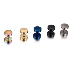 Haltère rond - boucles d'oreilles en acier inoxydable