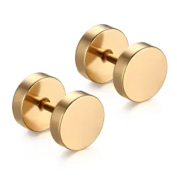 Haltère rond - boucles d'oreilles en acier inoxydable