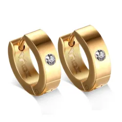 Boucles d'oreilles petites créoles - avec zircone - acier inoxydable