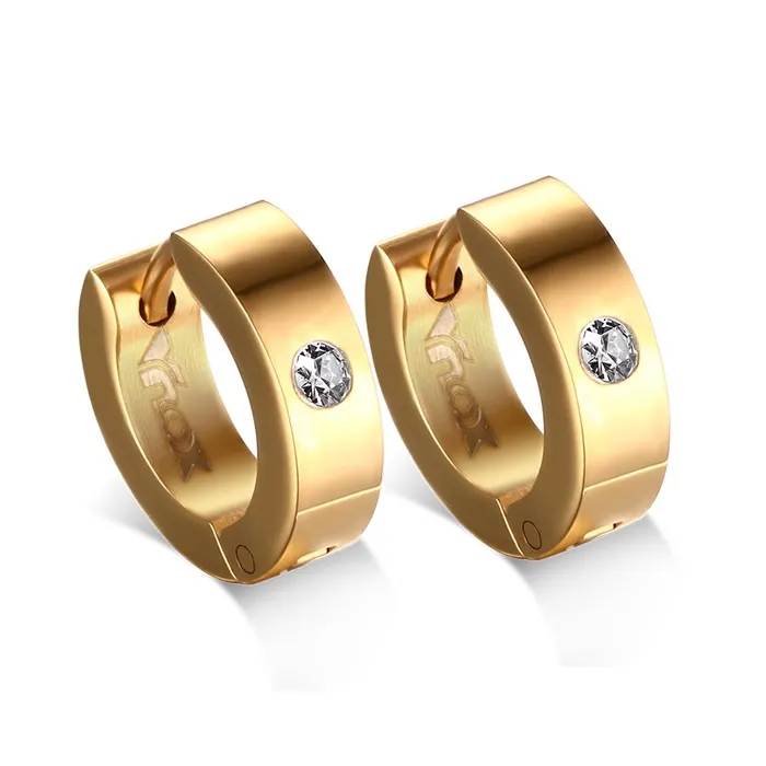 Boucles d'oreilles petites créoles - avec zircone - acier inoxydable