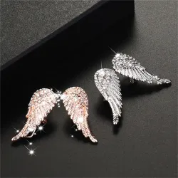 Boucles d'oreilles style vintage - ailes d'ange en cristal