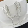 Boucles d'oreilles longues ailes d'ange en cristal - clips