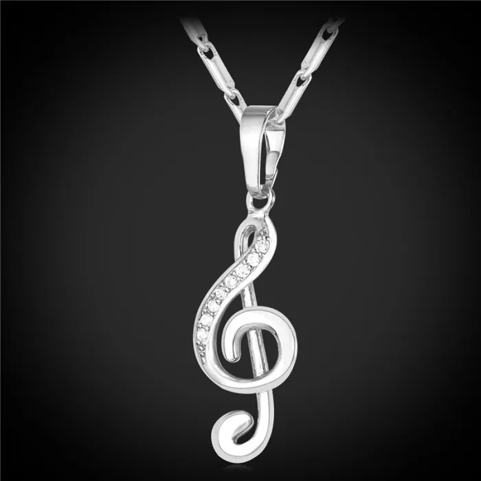 Pendentif note de musique / cristaux - avec collier