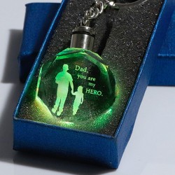 "Papa tu es mon héros" - porte-clés cristal - LED