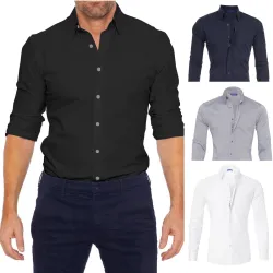 Chemise élégante à manches longues - avec fermeture éclair/boutons - coupe slim
