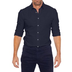 Chemise élégante à manches longues - avec fermeture éclair/boutons - coupe slim