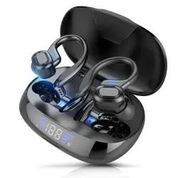 TWS VV2 - Écouteurs Bluetooth - tour d'oreille - avec microphone / boîtier de chargement / affichage LED