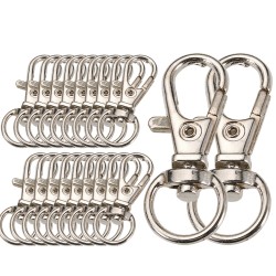Mousqueton métal - fermoir pivotant - crochets - clips - boucle - porte-clés - 20 pièces