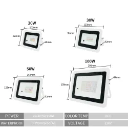 Projecteur LED RGB - réflecteur extérieur - télécommande - étanche - 220V / 110V - 20W - 30W - 50W - 100W