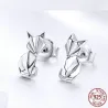 Renard géométrique - boucles d'oreilles argentées à la mode