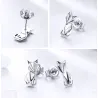 Renard géométrique - boucles d'oreilles argentées à la mode