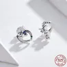 Licorne en cristal en forme de coeur - boucles d'oreilles argentées