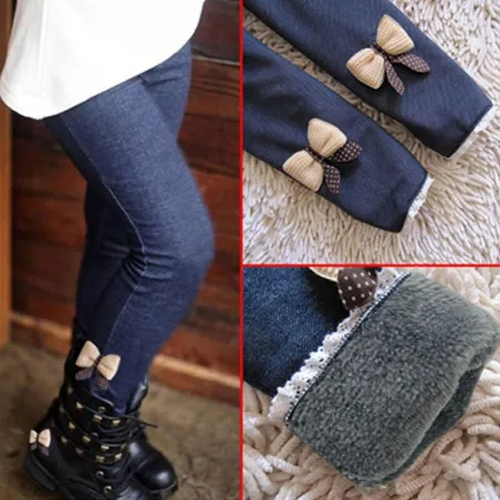 Leggings épais/chauds - avec nœud décoratif