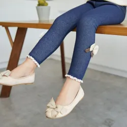 Thick / warm leggings - with decorative bowClothing