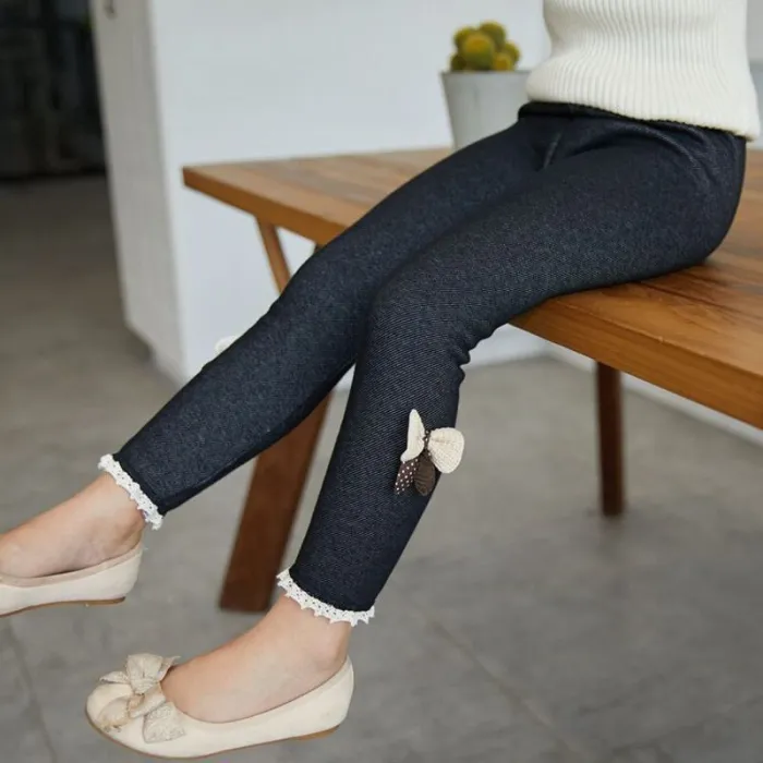 Thick / warm leggings - with decorative bowClothing