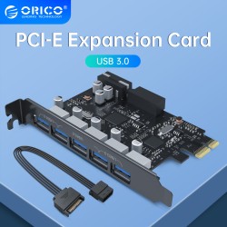 ORICO - USB 3.0 - Carte d'extension PCI-E - HUB 5 ports - adaptateur