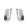 Elegant silver earrings with black crystalEarrings