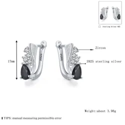 Elegant silver earrings with black crystalEarrings
