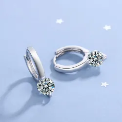 Petites boucles d'oreilles rondes avec cristaux blancs